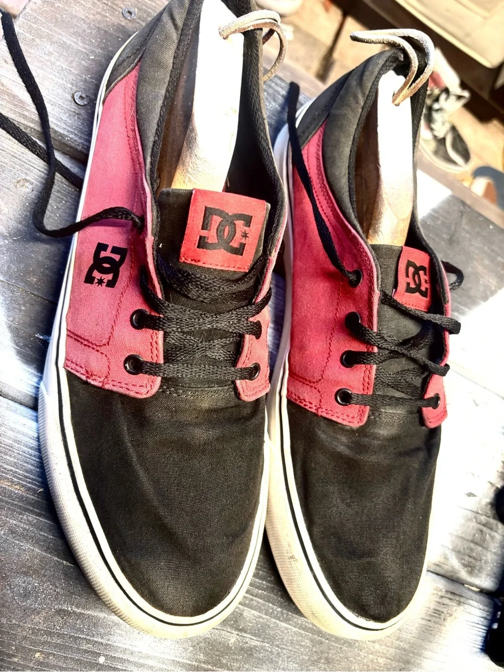 DC Two-Tone Black and Red Skate Shoes